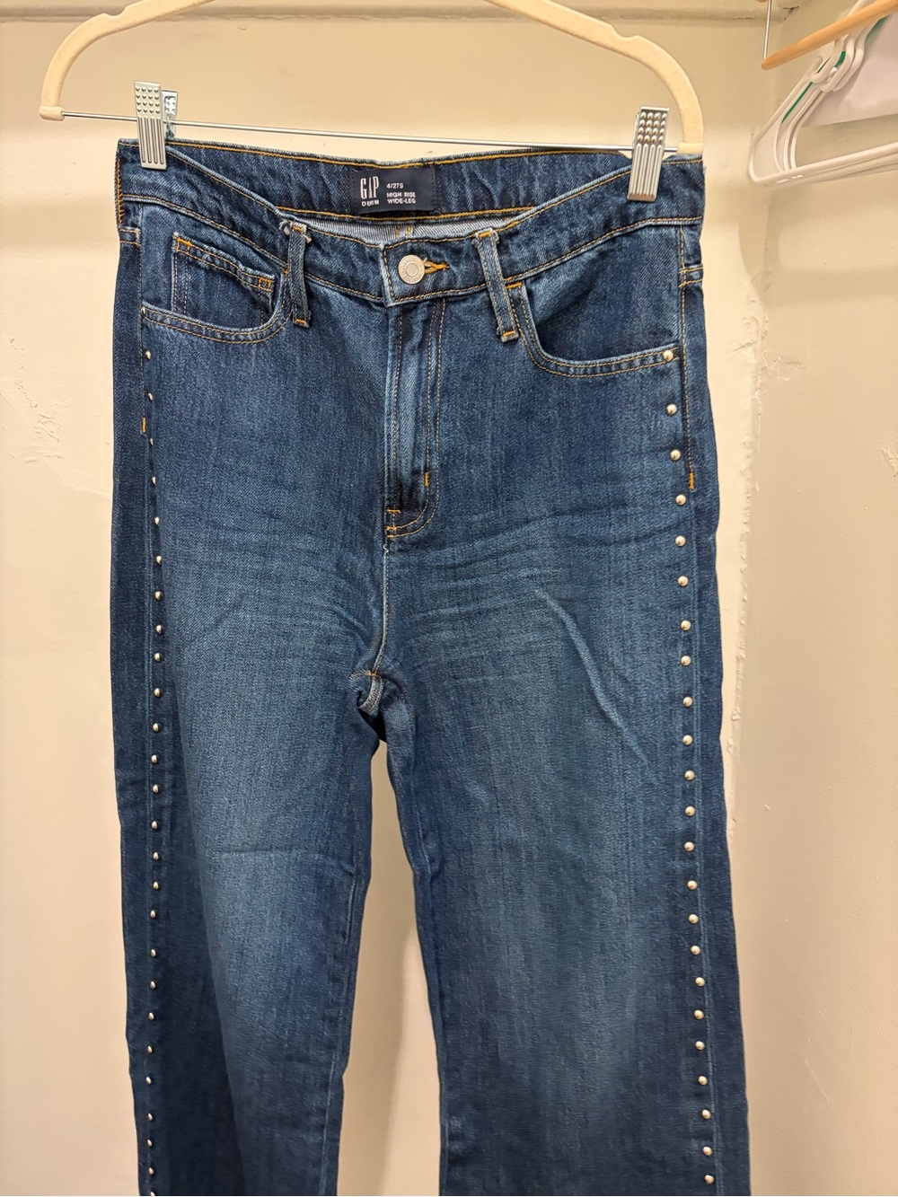 GAP Medium Blue Straight-Leg Jeans with Side Studs